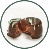 Dark chocolate green mint soft truffle covered in dark chocolate