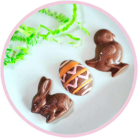 Mini bunny, chick, and egg chocolates to fill eggs and Easter baskets.