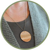 Simple mothers day necklace with wood pendant