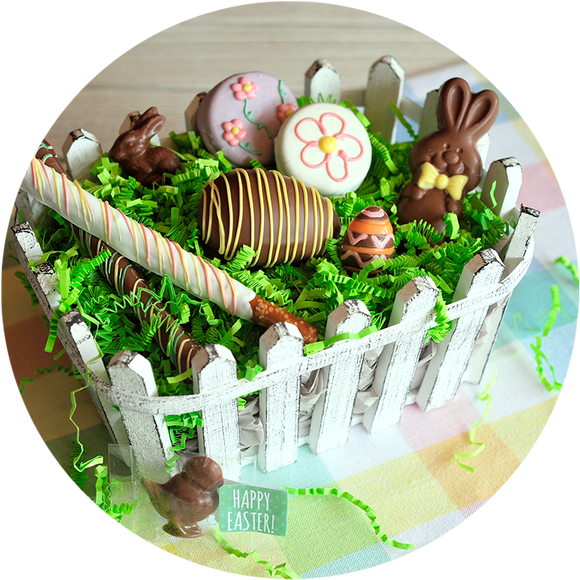 Easter basket filled with handmade Easter chocolates in Iowa