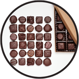 Large dark chocolate gift collection from Kalona, Iowa.