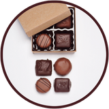 Handmade milk chocolates and dark chocolates collection in a mini gift box.