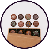 Small box of assorted chocolate truffles handmade in the midwest.