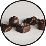 Dark chocolates handmade in the kitchen of Kalona Chocolates, located in downtown Kalona, Iowa