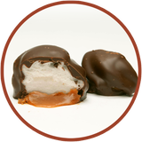 Caramel and marshmallow covered in dark chocolate.