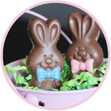 Chocolate bunnies molded in Kalona, Iowa