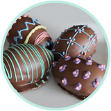 Easter chocolate from Kalona, Iowa. Handmade and decorated fudge eggs by Kalona Chocolates
