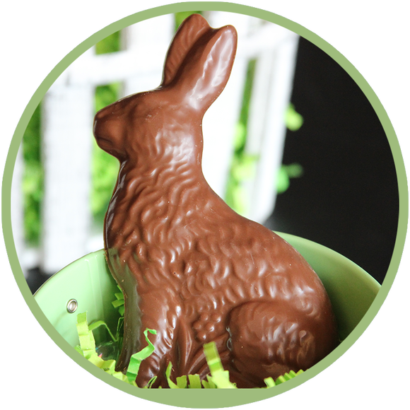 Chocolate Easter Rabbit for delicious Easter candy hand molded in Kalona, Iowa.