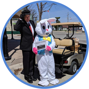 Easter bunny delivers chocolate locally in Kalona, Iowa.