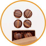 Small box of dark chocolate orange truffles handmade in Kalona, Iowa.