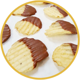 Potato chips hand dipped in chocolate! A novelty snacks that's great twist for parties.