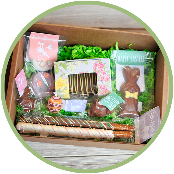 Easter Box, Easter Basket - filled with handmade chocolates by Kalona Chocolates