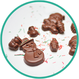 Chocolate stocking stuffers and gifts for kids. Handmade from Kalona, Iowa.