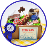 The small state fair box includes yummy chocolate goodies that were inspired by the fair. These chocolates made in Kalona, Iowa are sure to be a treat.
