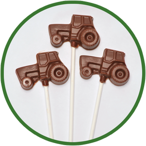 Handmade chocolate tractors created in Kalona Iowa. 