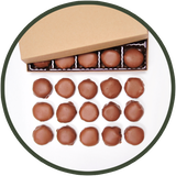 Caramel and pecans covered in quality chocolates are turtles we call tadpoles. A gift collection of 15 tadpoles or turtles.
