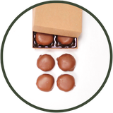 Caramel and pecans covered in quality chocolates are turtles we call tadpoles. A gift collection of 4 tadpoles or turtles.