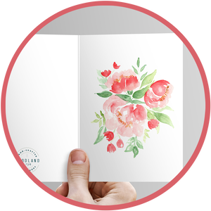 Painted card with valentine roses.