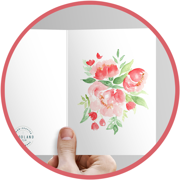 Painted card with valentine roses.