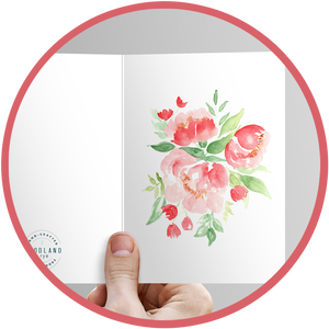 Painted flowers on a Valentine's Day card. Made in Iowa.