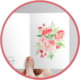 Painted card with valentine roses.
