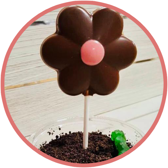 Plant a chocolate flower with a gummy worm and oreo cookie dirt. Instructions online!